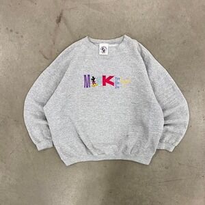 Vintage 90s Disney Mickey Mouse Mickey & Co Embroidery Grey Crewneck Sweatshirt